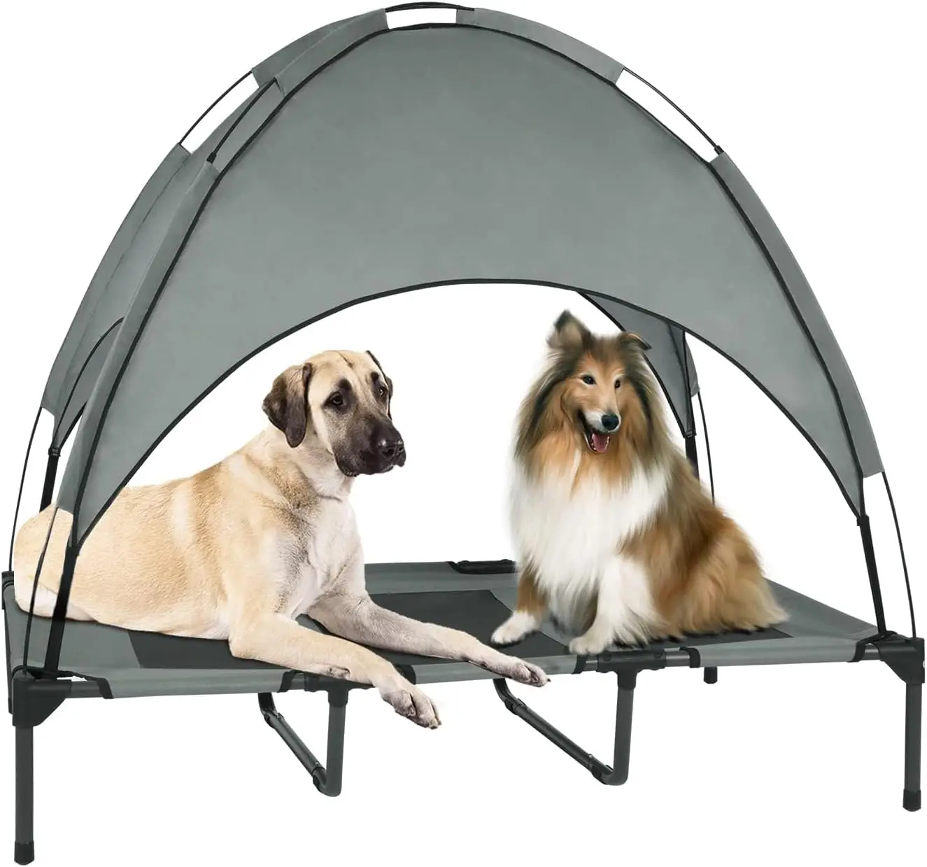 

Elevated Dog Bed with Removable Canopy, 48" XLarge Cooling Raised Pet Cot for Outdoor Camping, Waterproof Canopy, Durable Ox Lic