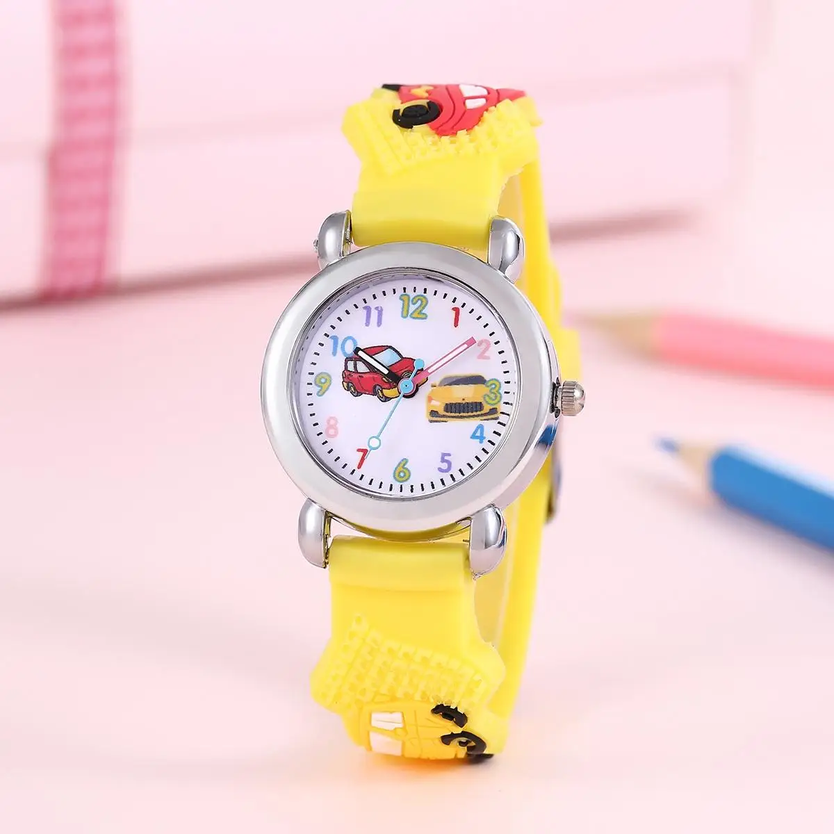 New Fashion Colorful Cartoon Car Student Children's Watch Quartz Watch Electronic Watch 6