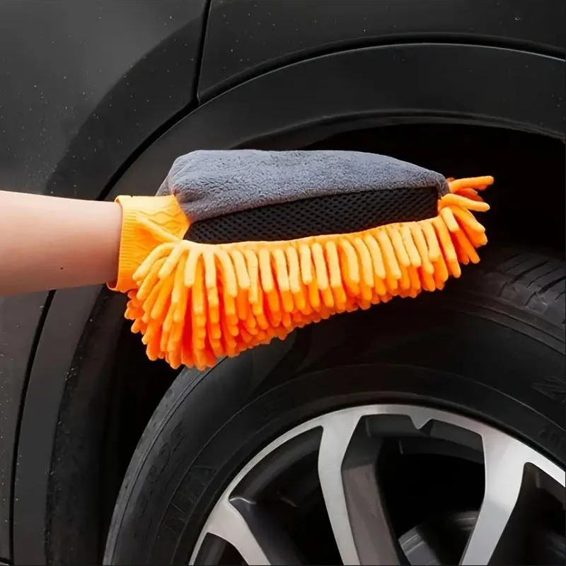 Chenille Car Wash Mitts Microfiber Scratch Lint-Free Large Thickened Efficient Cleaning Car Wash Gloves Cleaning Tool car wash glove car cleaning tool