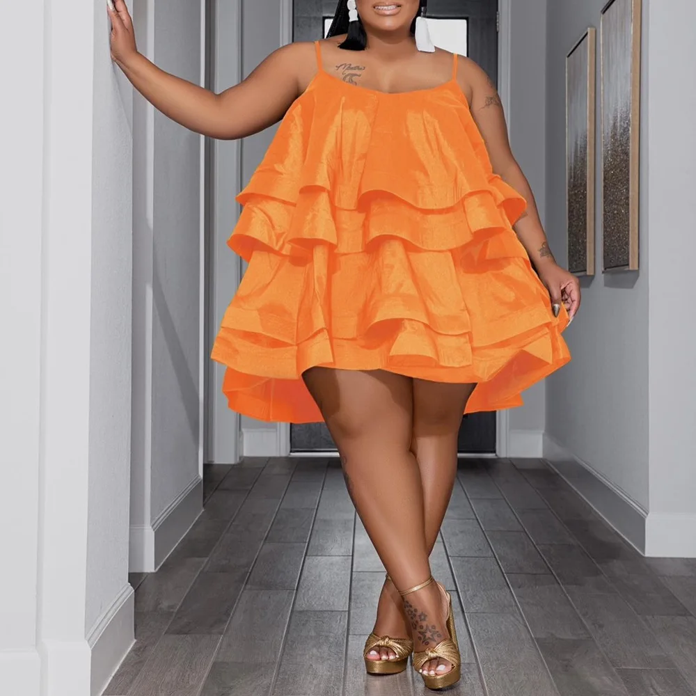 2023 Spring Women Ruffle Loose Party Dress Female Design Fashion Elegant Outfit Casual Luxury Gown Plus Size Evening Dress