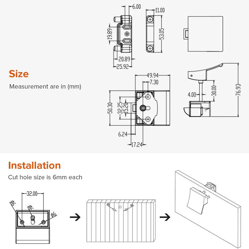 Door Cupboard Latchs Knob Square Shape Handle Push Locks Caravan Rv Marine