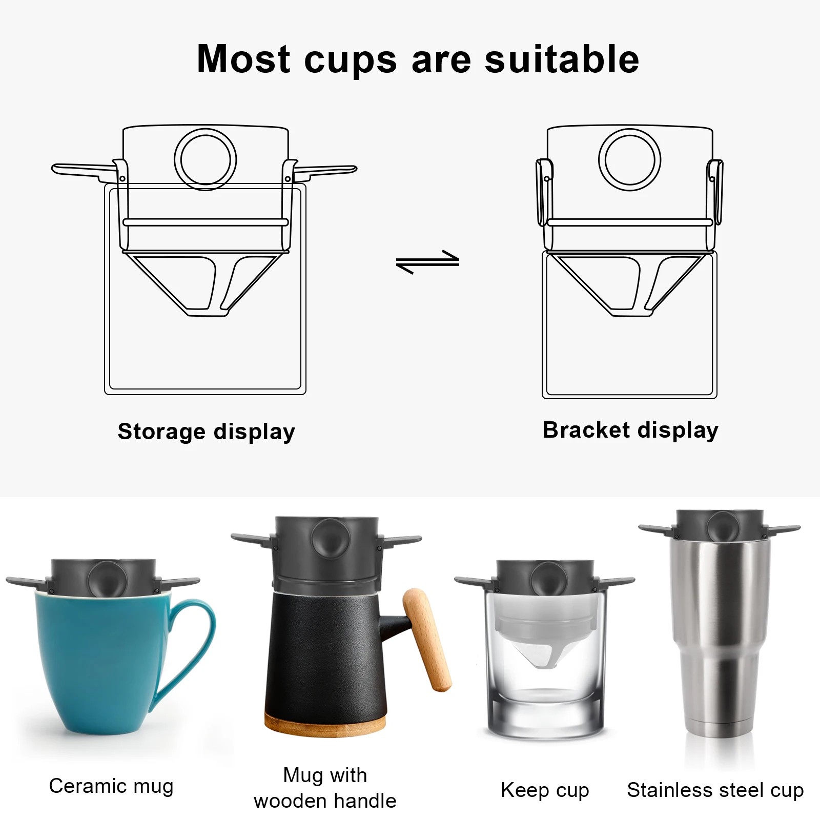 Description Picture 4 of itemFolding Portable Hand Brewed Coffee Dripper Cone Ultra Fine Encrypted Filter with Stainless Steel Holder