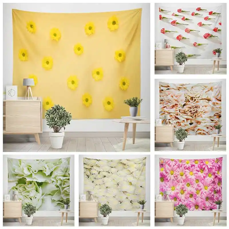 

Plant Flower Series Tapestry Home Decor Background Beach Towel Lace Wall Hanging Aesthetics