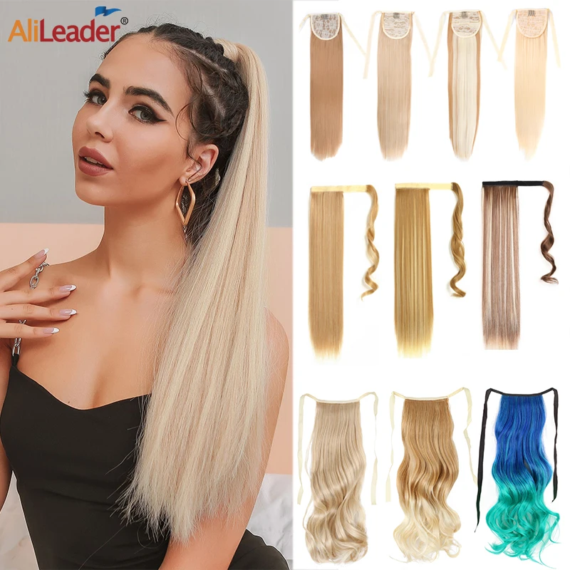 Clip In Ponytail Extension Wrap Around Long Straight Ponytail Synthetic Hairpiece For Women 50/55Cm Ombre Pony Tail