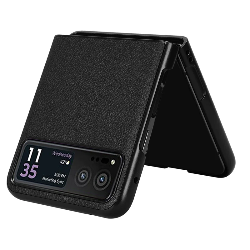 Premium Litchi Striae PU Leather Card Holder Protective Case for Motorola Moto Razr 40