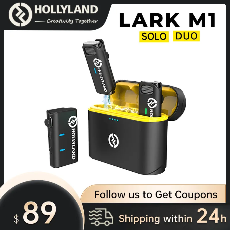 

Hollyland Lark M1 Wireless Lavalier Microphone 8H Battery Life HiFi Sound for Sony Canon Camera Interview Vloging Live Streaming