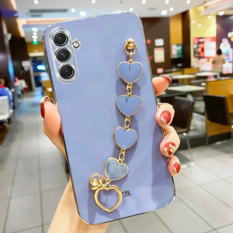 Luxury Plating Love Heart Bracelet Chain Phone Case Cover