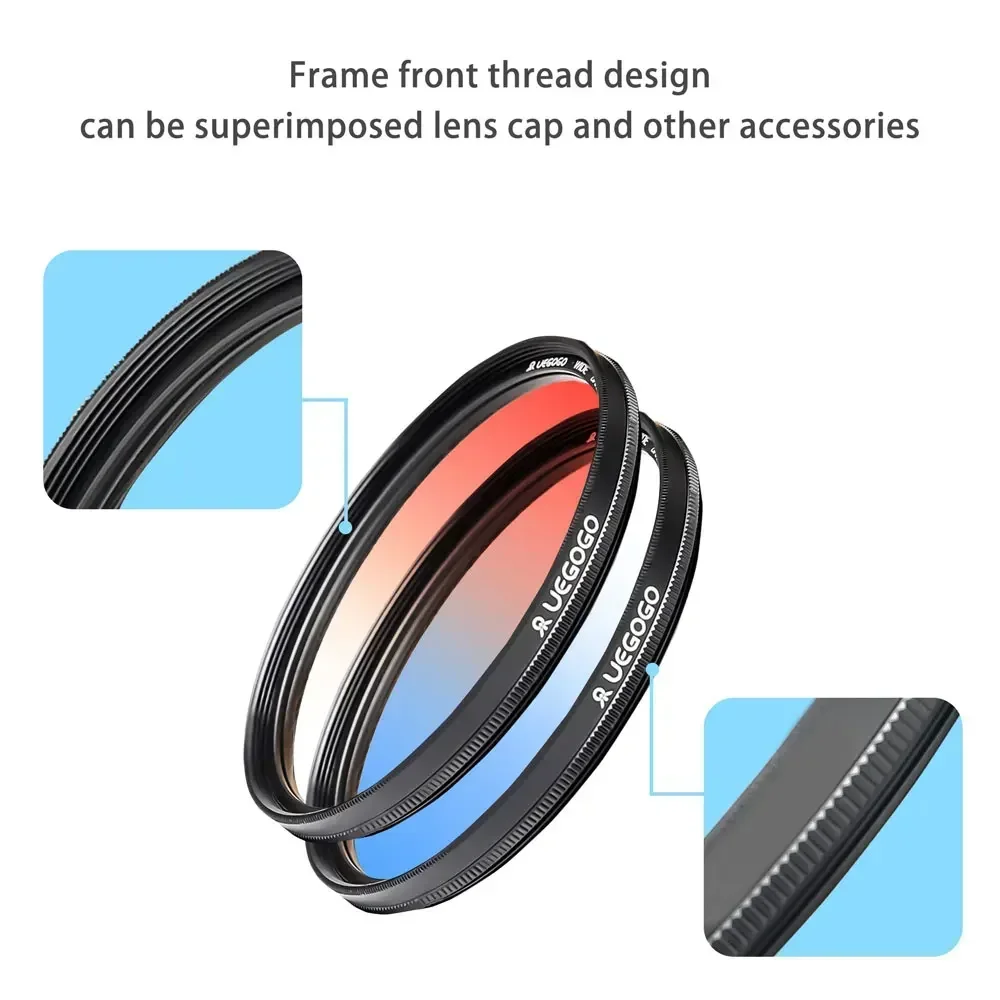 Gradient Gnd Filter 55 62 67 72 82 mm Gradient Red Orange Blue Grey For Camera Canon Lens M50 600d Nikon D5100 D5600 Sony A6000 6