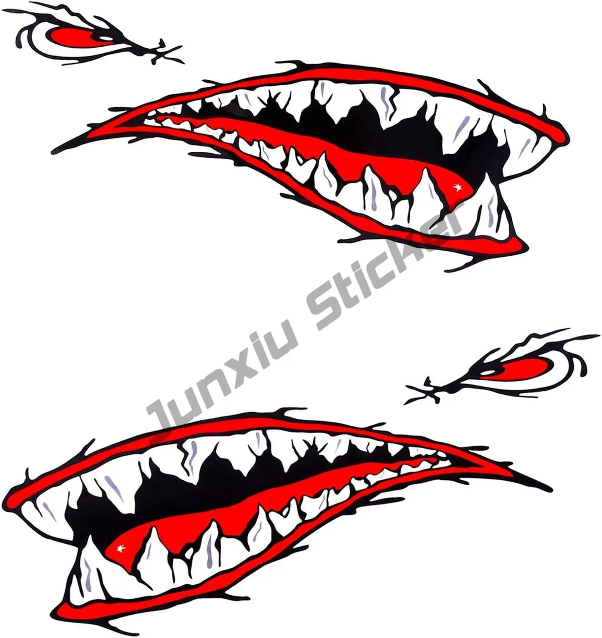 Haai Tanden Mond Reflecterende Stickers Muur Kunst Warhawk Graphics Sticker  Vissen Kano Auto Truck Kajak Fijne Accessoires - AliExpress, image size:1222x1295