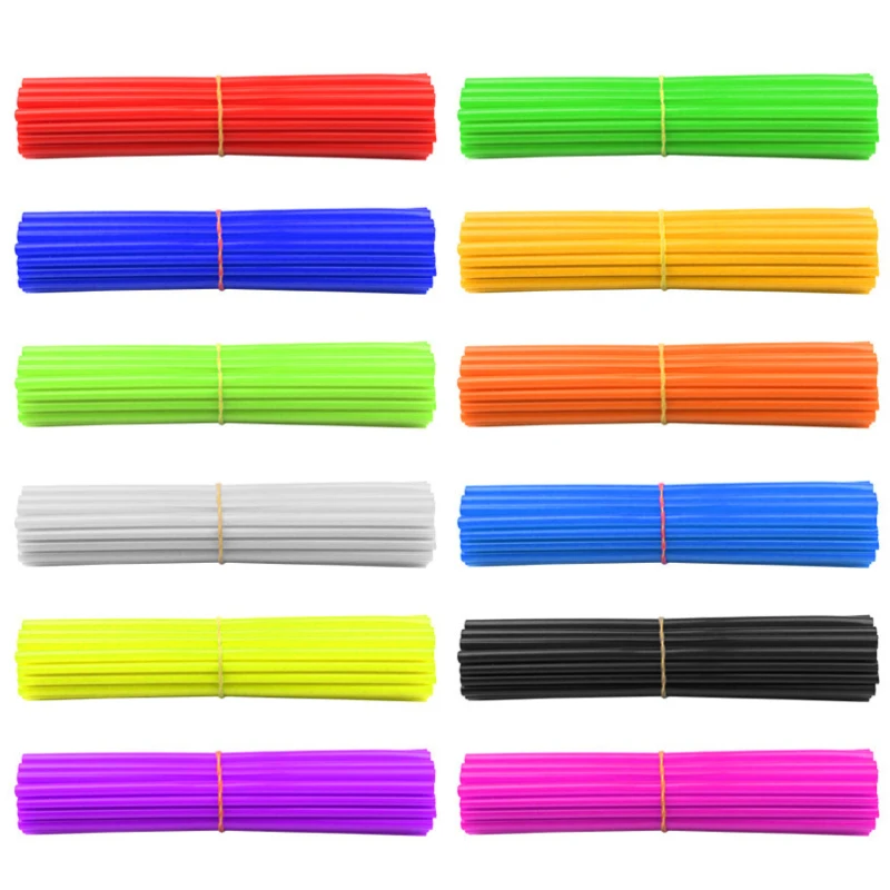 72Pcs Motorcycle Wheel Spoked Protector Wraps Rims Covers 17/24cm