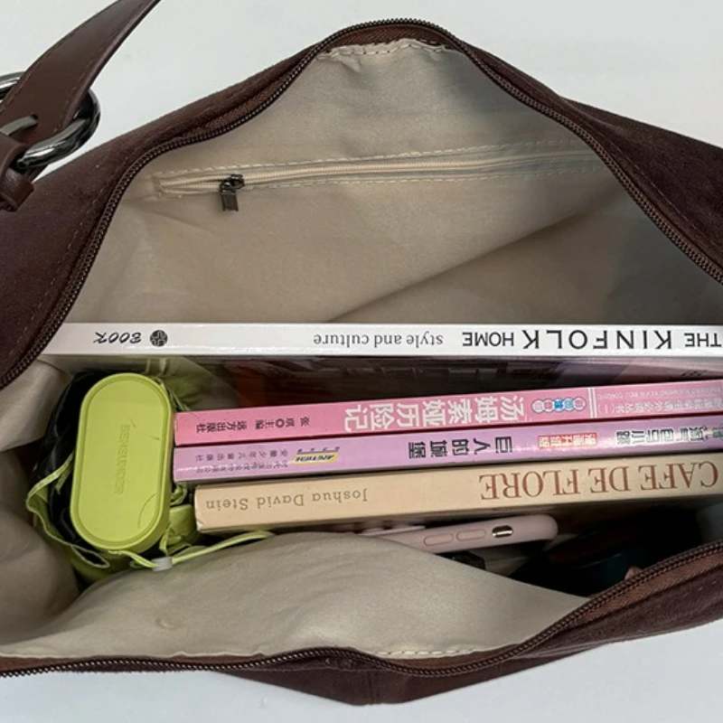 Nuova borsa tote in pelle scamosciata di grande capacità transfrontaliera Borsa a tracolla singola casual e versatile Borsa sotto le ascelle alla moda - immagine 5