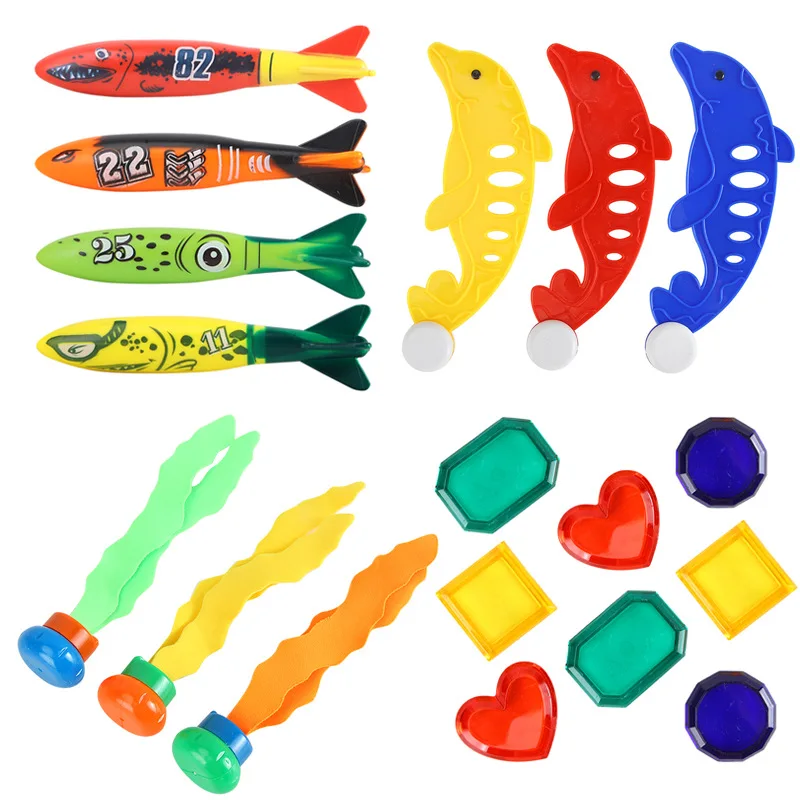 Children Diving Toys Summer Swimming Pool Outdoors Sports Water Playing Toy Set Beach Toys Diving Fish Seaweed Kids Gifts TMZ 2