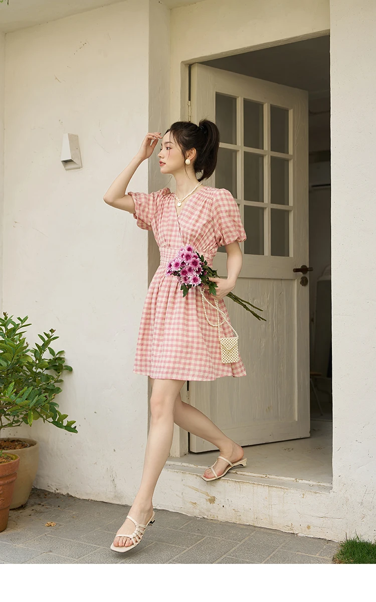 MISTREASS かゆ Sleeveless Plaid F&F Dress