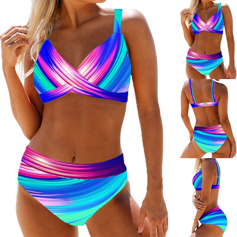 

Summer Mid Waist New Design Printed Bikini Set Two Piece Women's Swimwear Summer 2023 New Women's Sexy Beach Swimwear