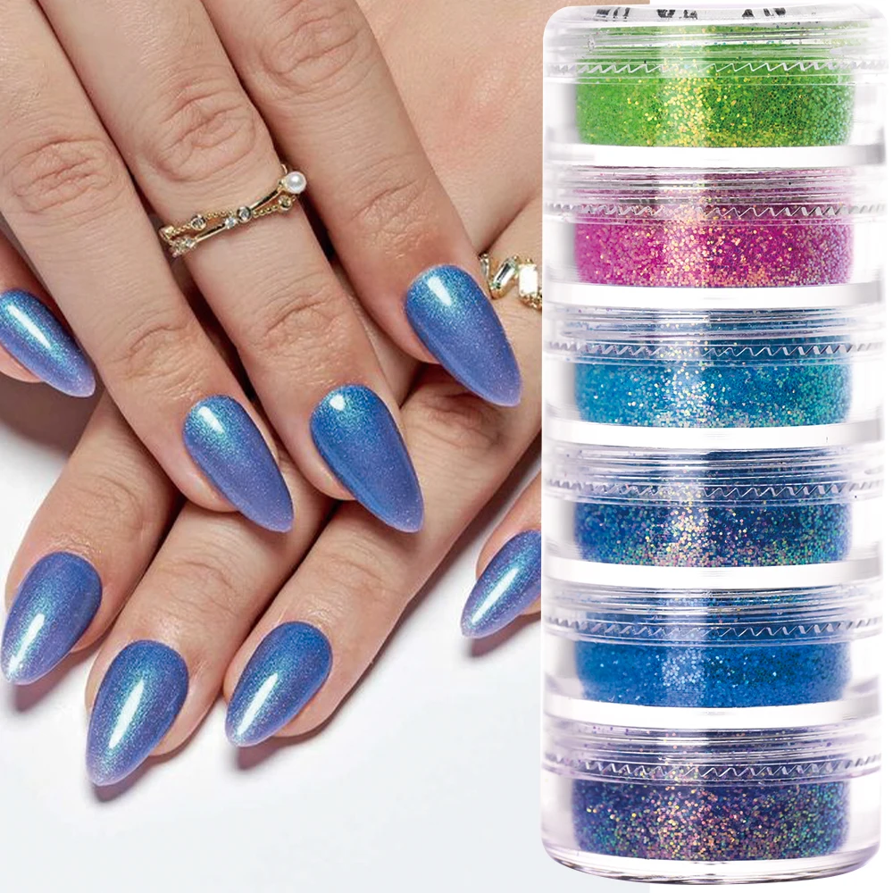 6colors/set Neon Fluorescent Nail Powder Colorful Phosphor Gradient Nail Pigment Eyeshadow Face Body Makeup Art Decoration nail powder nail pigment fluorescent pigment