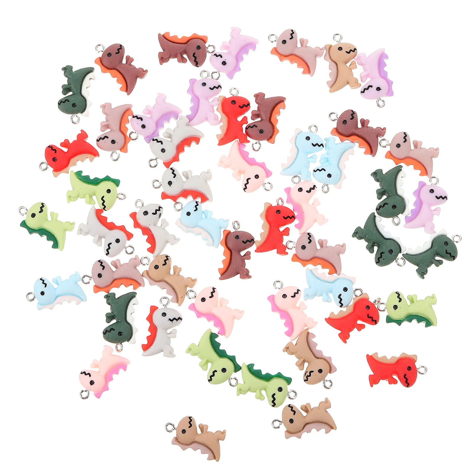 

50 Pcs Resin Dinosaur Pendant Jewelry DIY Accessory Animal Pendants Colorful Statue Keychain Hanging Decor Wrist