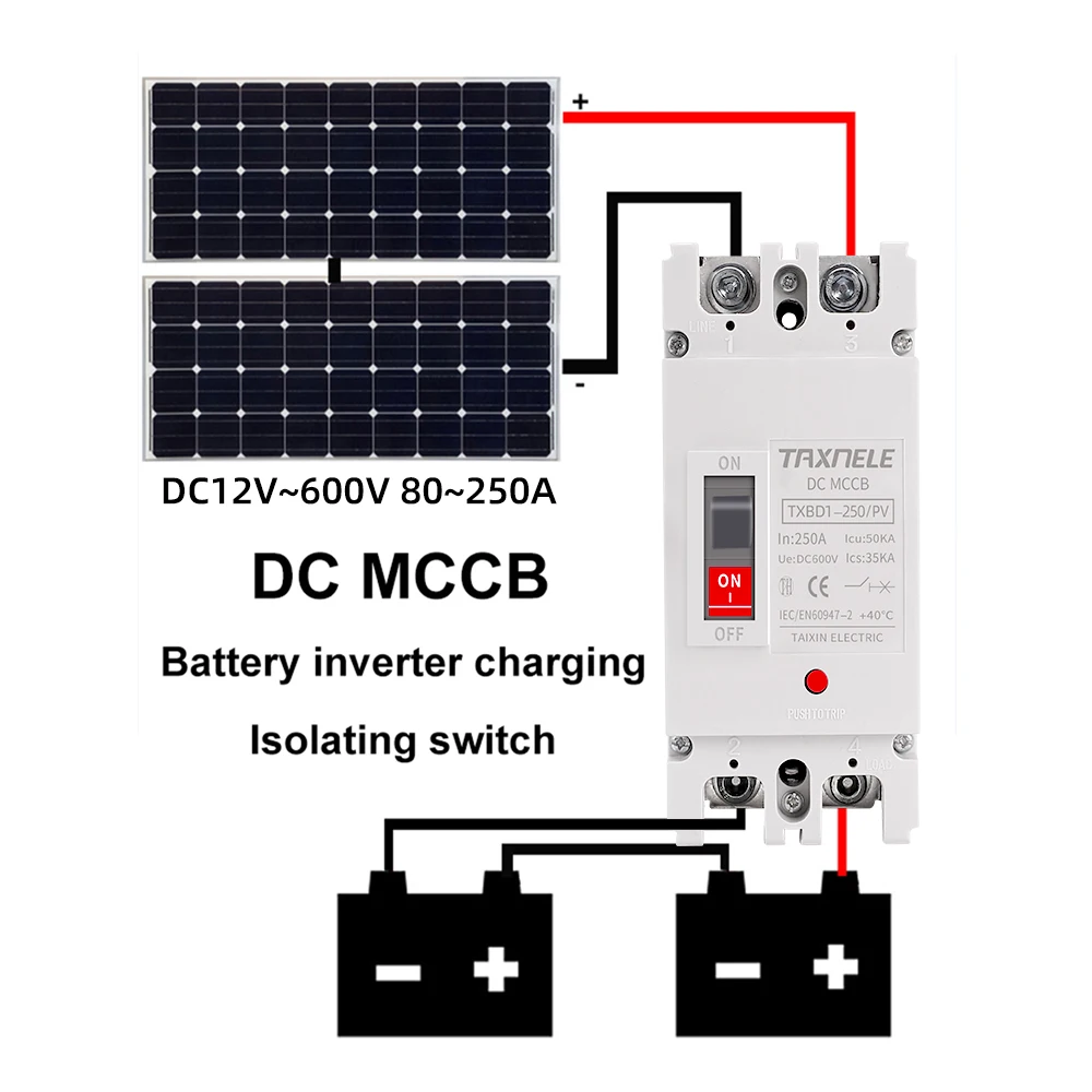 Solar Molded Case DC Circuit Breaker MCCB Overload Protection 150A 250A Battery Isolator