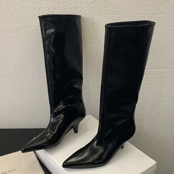 Eilyken Winter Chic Knee - High Pointed Toe Boots - Elegant Low Heel Casual Ladies Shoes - 38 (Black)