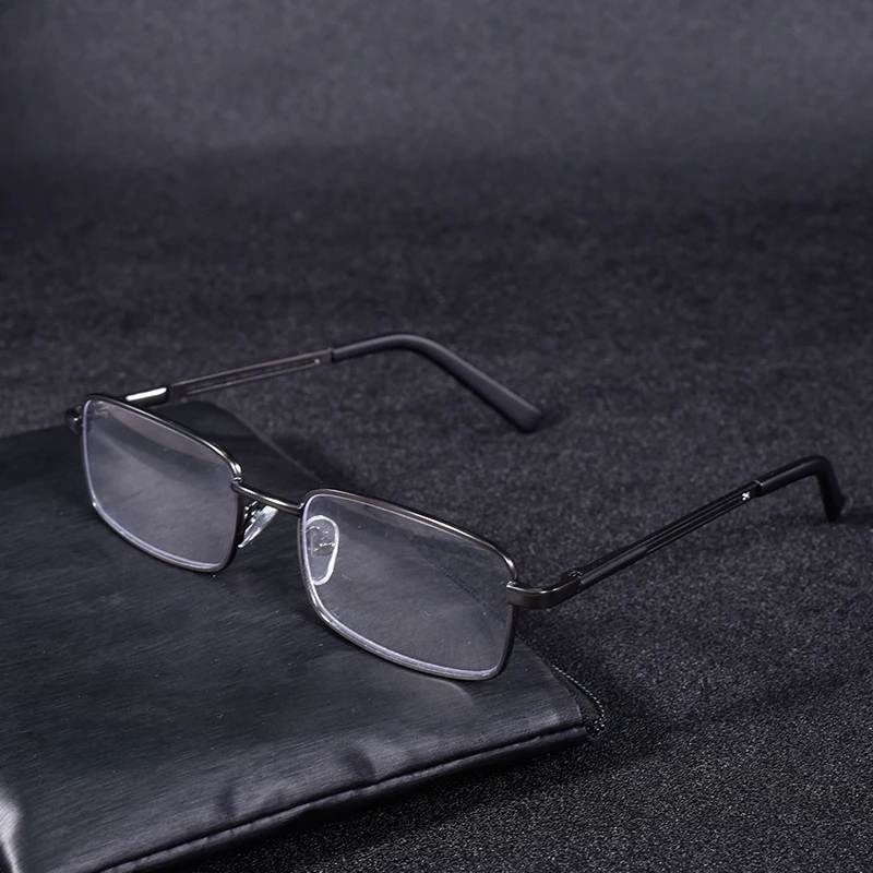 Vintage Square Metal Eyeglasses with Blue Light Blocking Clear Lenses