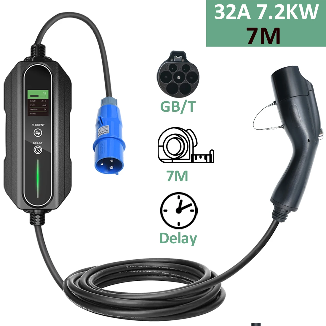 7M GBT Car Charger 32A Single Phase 7.2KW Timing Protable EV Charger  Current Adjustable Electric Vehicle Charging Station - AliExpress