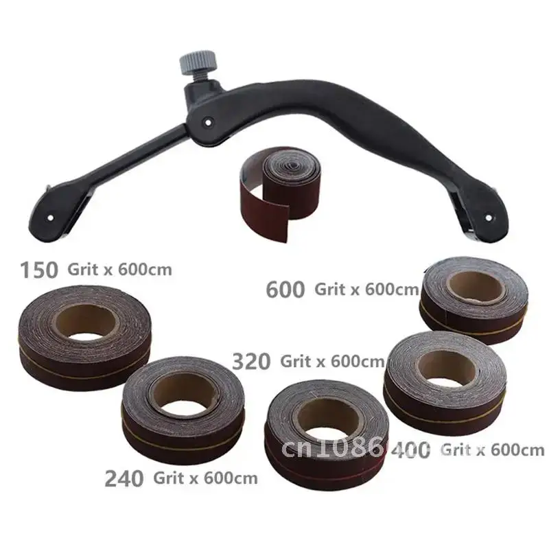 

Handheld Sanding Bow Adjustable Sandpaper Holder with 25mm Width Sanding Belt Sandpaper Rack for Wood Grinding 5pcs Belt