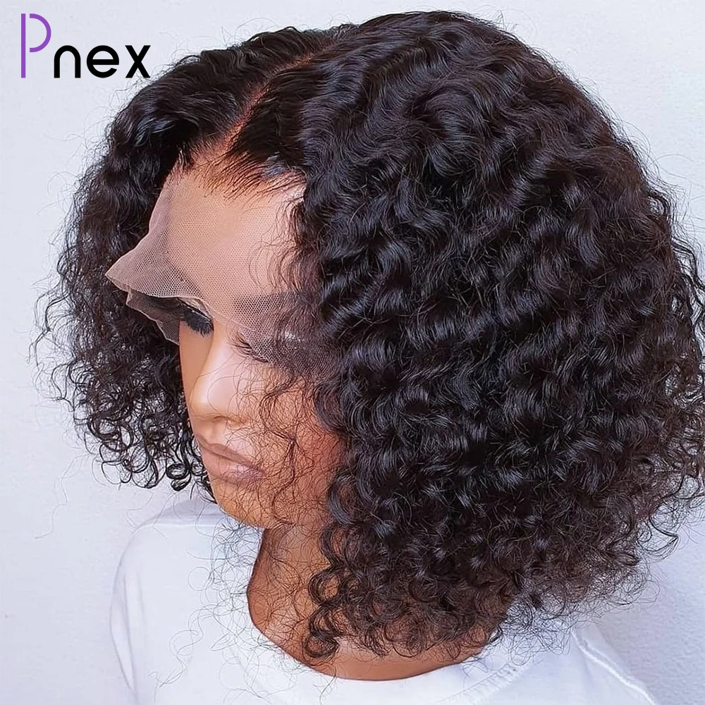 

Deep Wave Frontal Bob Wig 13x5x2 T Part Lace Front Curly Human Hair Wig Pre Plucked Brzilian Short Bob Human Hair Wigs PNEX