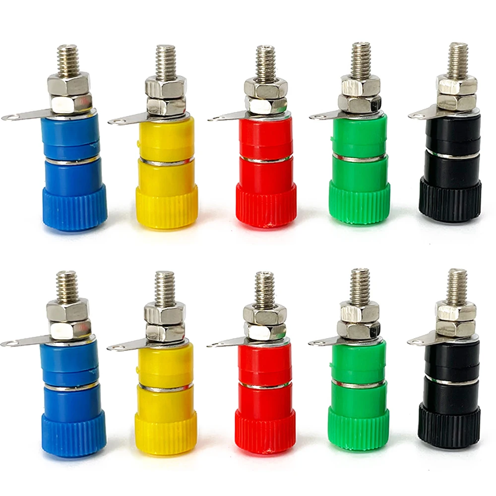 

4mm Banana Socket Binding Post Nut Banana Plug Jack Zinc Alloy Plated Nickel Electrical Banana Connector Terminal 5 Colors