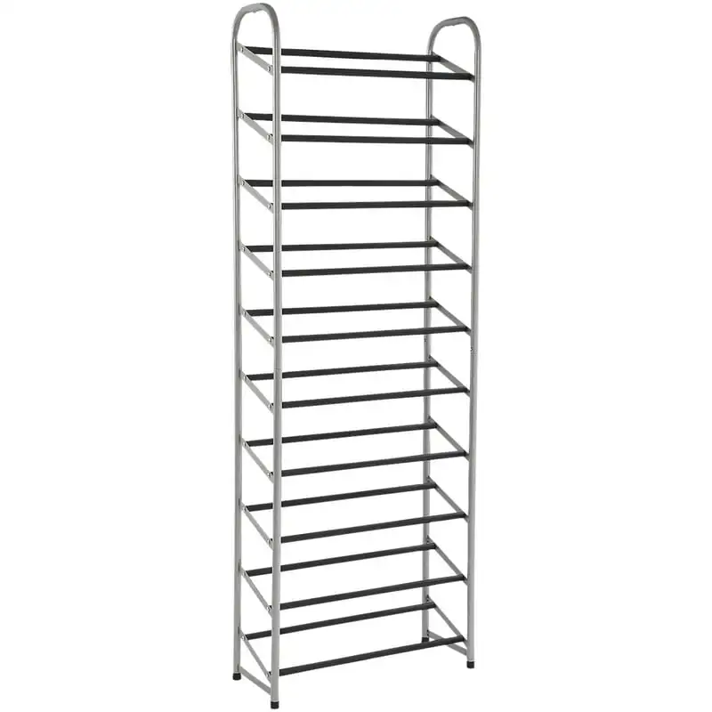 

Shoe Rack, Powder Coated Black and Silver Finish, 30 Pairs Shoe organizer and storage Shelves storage organizer Scarpiera Shoes