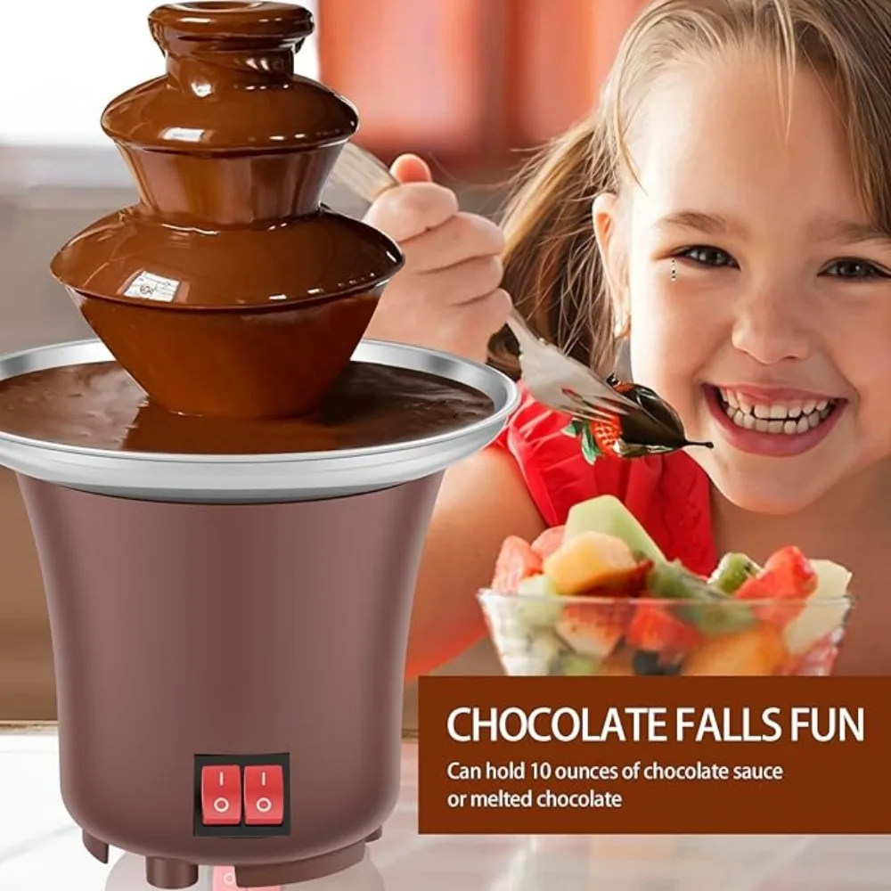 Electric Chocolate Fondue Fountain 3-Layer DIY Chocolate Waterfall Machine Melts Chocolate Butter Cheese Machine for Home Party Wedding