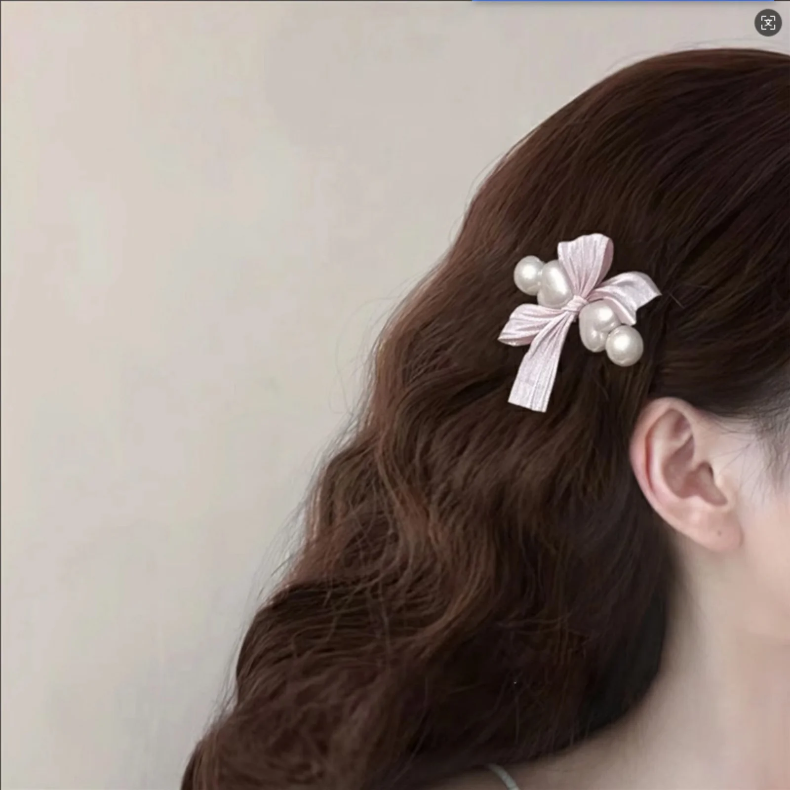 1PC Elegant Pink Satin Bow Hair Clip,Pearl Decor Hair Accessory For Women,Stylish Hair Grip, Perfect For Daily Wear Party Gift