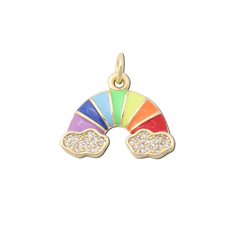 10pcs Brass Inlaid Zircon Rainbow Charms Pendants Accessories For Jewelry Making Diy Bracelet Necklace Earrings