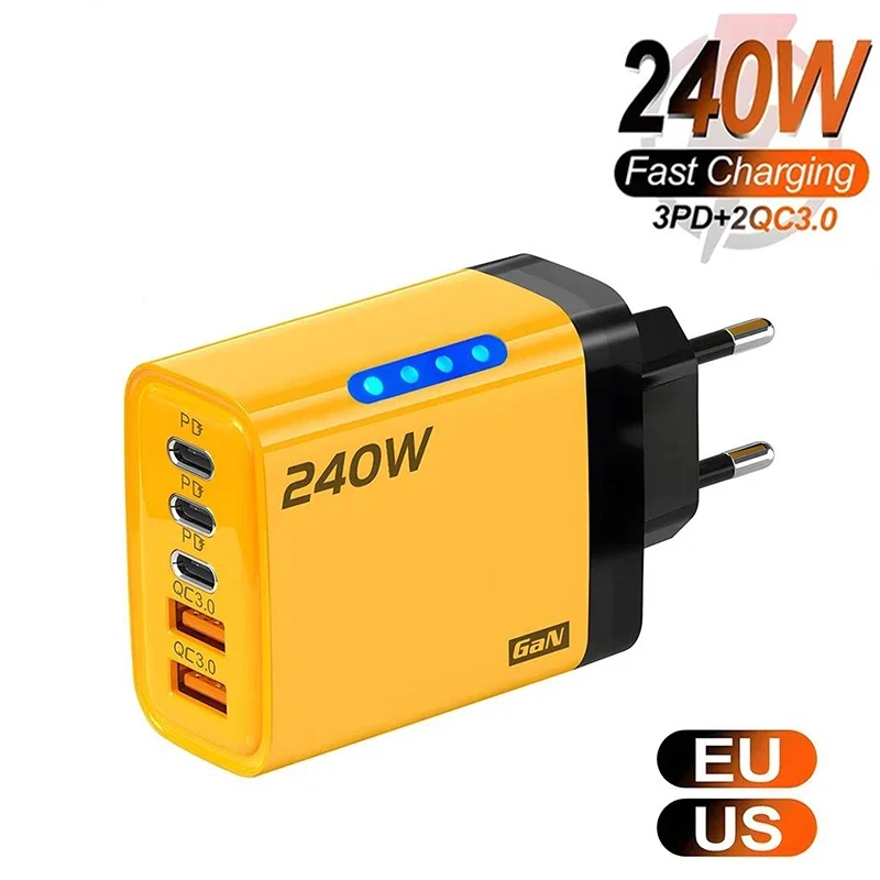 5 Ports USB C PD Charger Quick Charge 3.0 Type C USB Phone Chargers Fast Charging Adapter For IPhone 16 Samsung Xiaomi_voghion.com