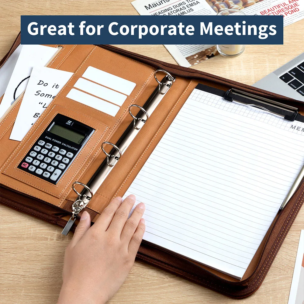 A4 Multi-functional Leather File Folder Business Office Document Folder Detachable Pages For Contracts Other Paper Organizer Bag
