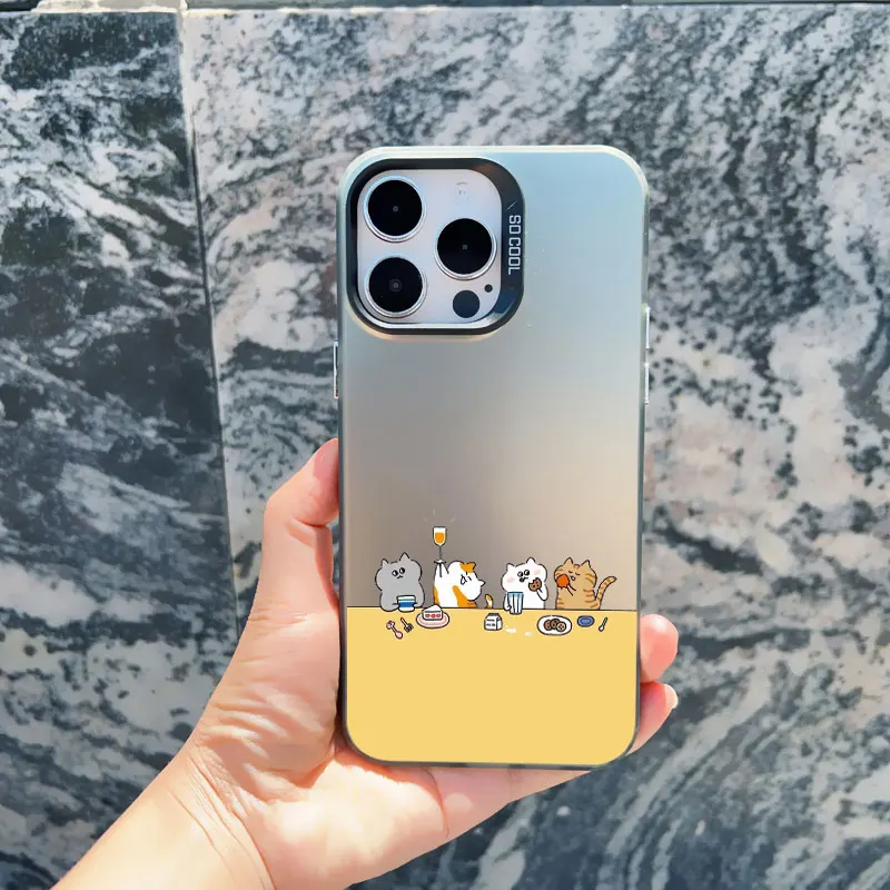 Gestapelte Katzen-Handyhülle für iPhone 17 16 15 14 Pro Max 13 Mini 12 11 Pro Max 15 14 Plus Laser-Cover Mädchen Süße Geschenke Handyhüllen – Detail 3