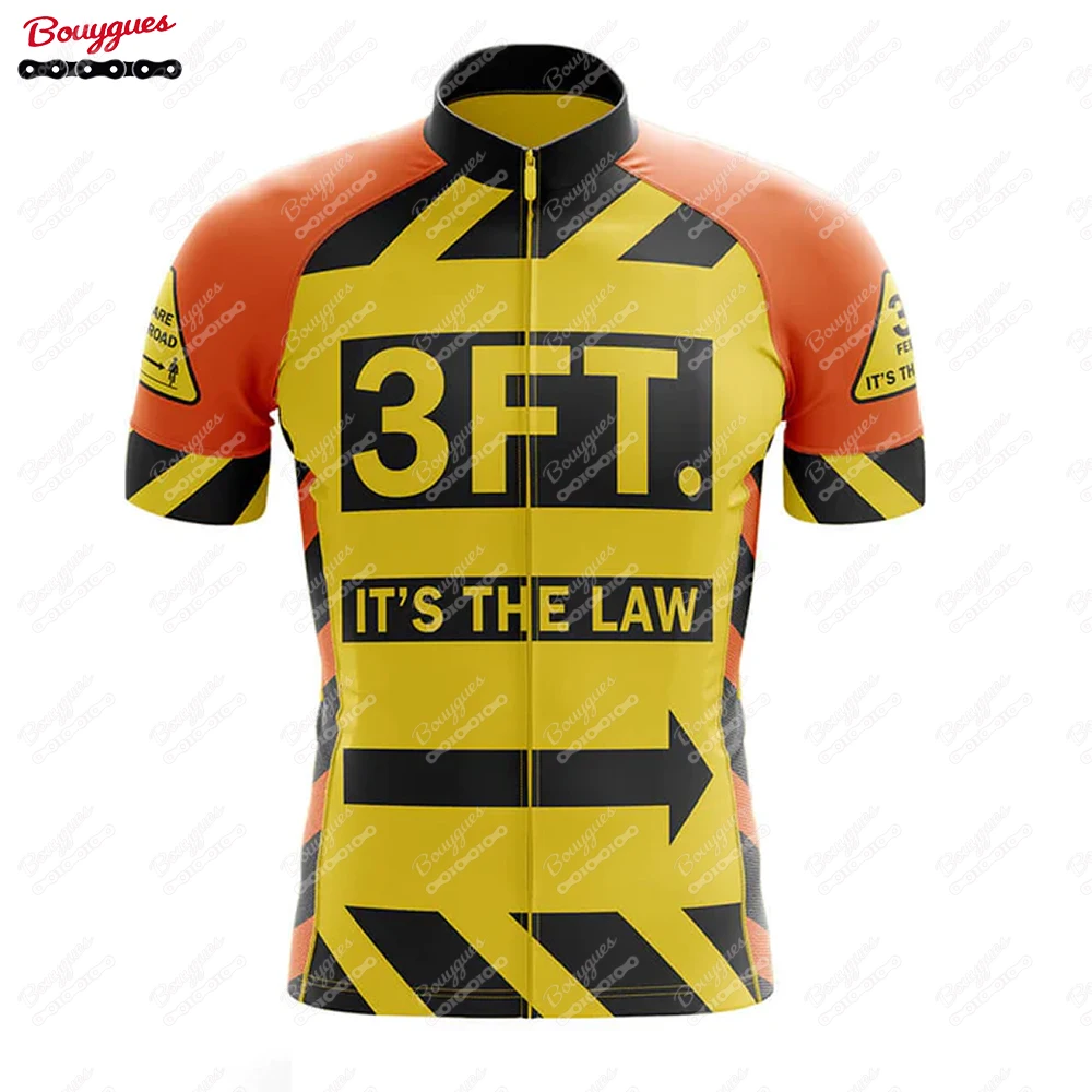 3 Feet Safety Cycling Jersey for Men Short Sleeve Reflective MTB Maillot Downhill Pro Team Mountain Bicycle Clothing Summer