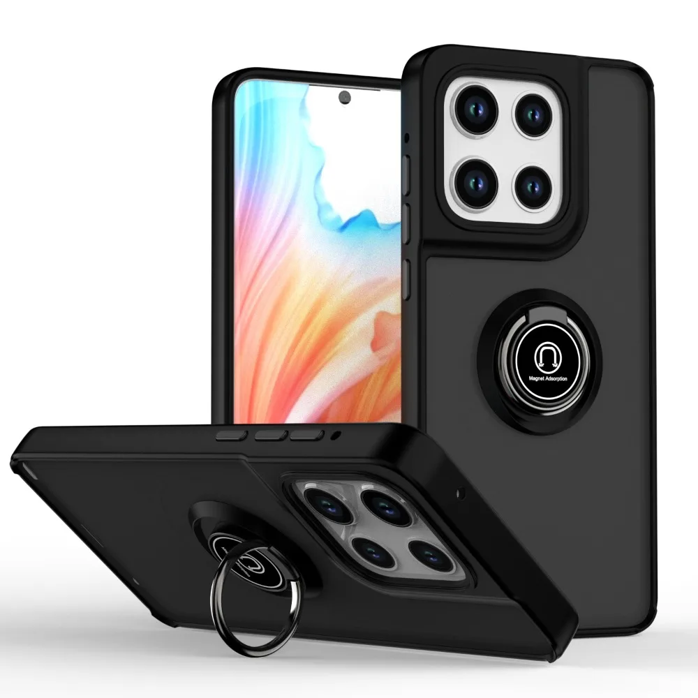Shockproof Armor Phone Case with Ring Holder and Matte Finish