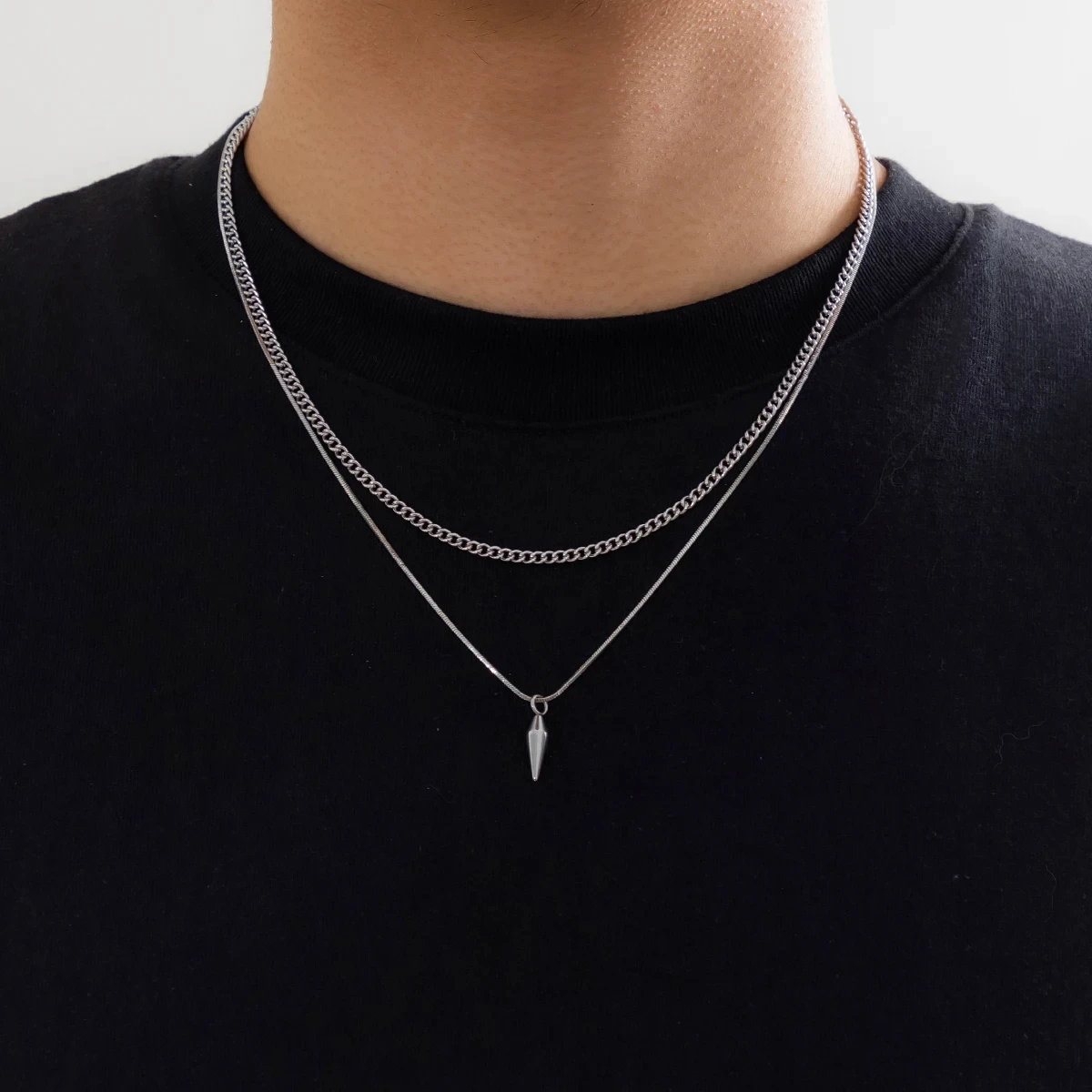 Colliers 2 pièces/ensemble pendentif en acier inoxydable 1
