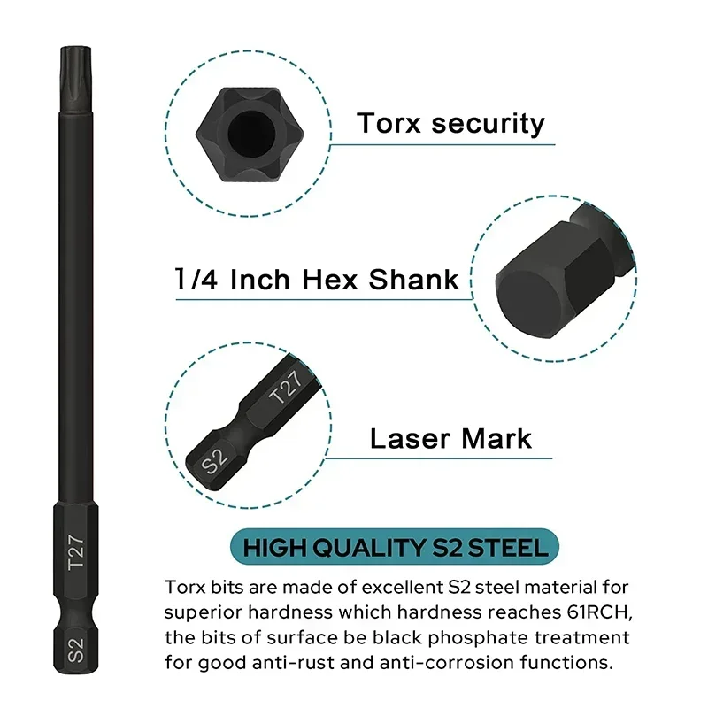 HORUSDY 13-Piece Tamper Proof Torx Bit Set – Security Torx Bits T5-T40 With Magnetic Tips & Storage Case - View #9