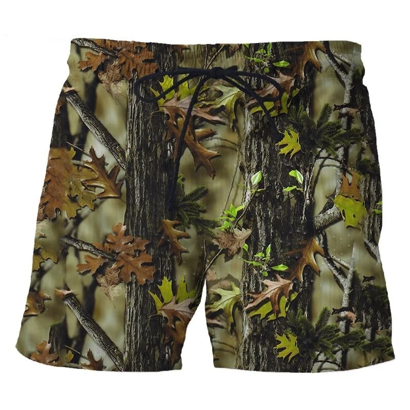 Vintage Camouflage 3D Print Men's Beach Shorts New Fashion Casual Swim Trunks Personality Sports  Board Ice Shorts Mens Clothing 3