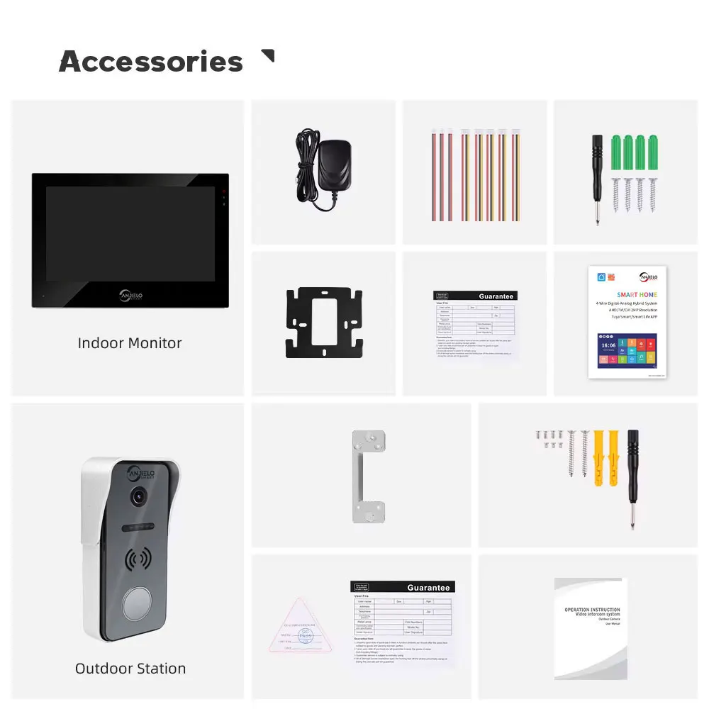 ANJIELO Smart Doorbell Video Intercom System for Home 1080P 7 inch Monitor Video