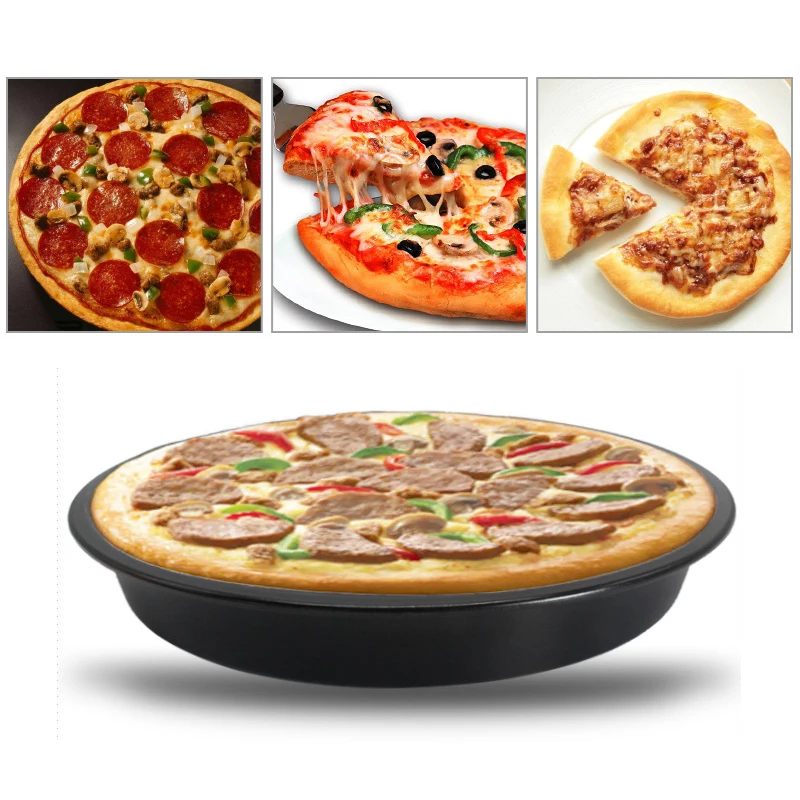 Premium Carbon Steel Pizza Baking Tray - Non-Stick Shallow Roasting Pan for Delicious Homemade Pizzas