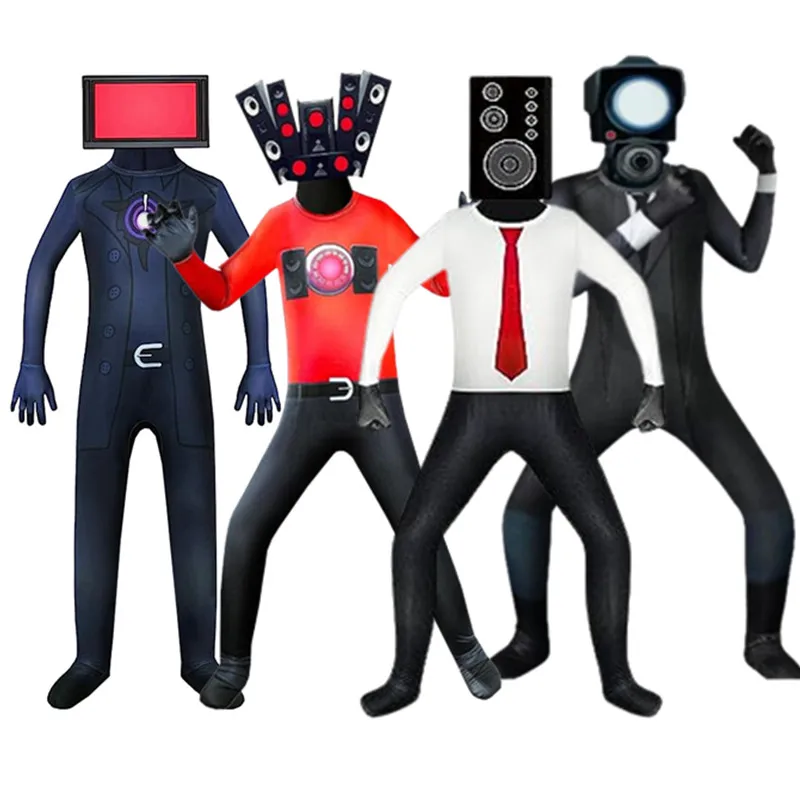 Bambini Skibidi Toilet Costume Cosplay Gioco Altoparlante Uomo Tv Uomo Camcorder Costumi Tuta Tuta Maschera Halloween Per Donna Uomo