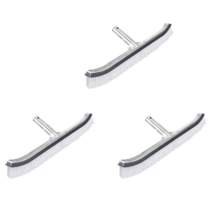 

3X Swimming Pool Brush Head, 18-Inch Polished Aluminum Brush Head, For Cleaning Walls And Tiles (Not Including Poles)