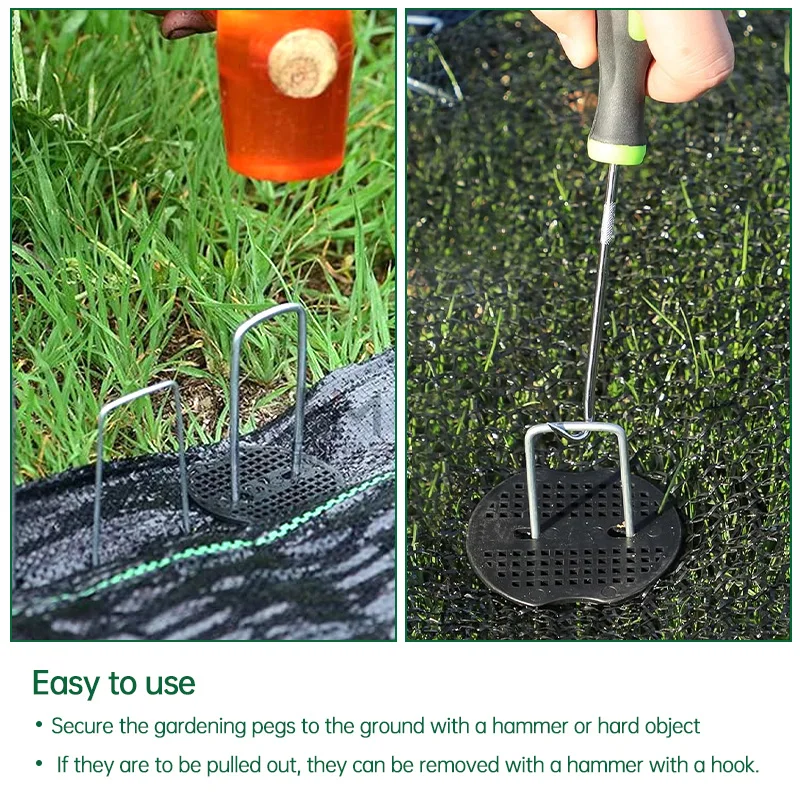 U-type Garden Staples Heavy-duty Fence Tubing Stakes Sod Pins Galvanized Landscape Spike for Holding Lawns Barrier Ground Nail