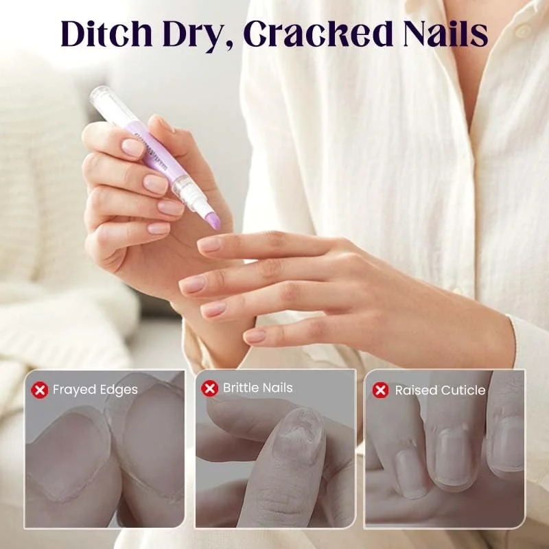 2-in-1 큐티클 푸셔 & 오일 펜, 휴대용 네일 케어 펜, 건조하고 손상된 손톱을 위한 즉각적인 큐티클 제거 도구