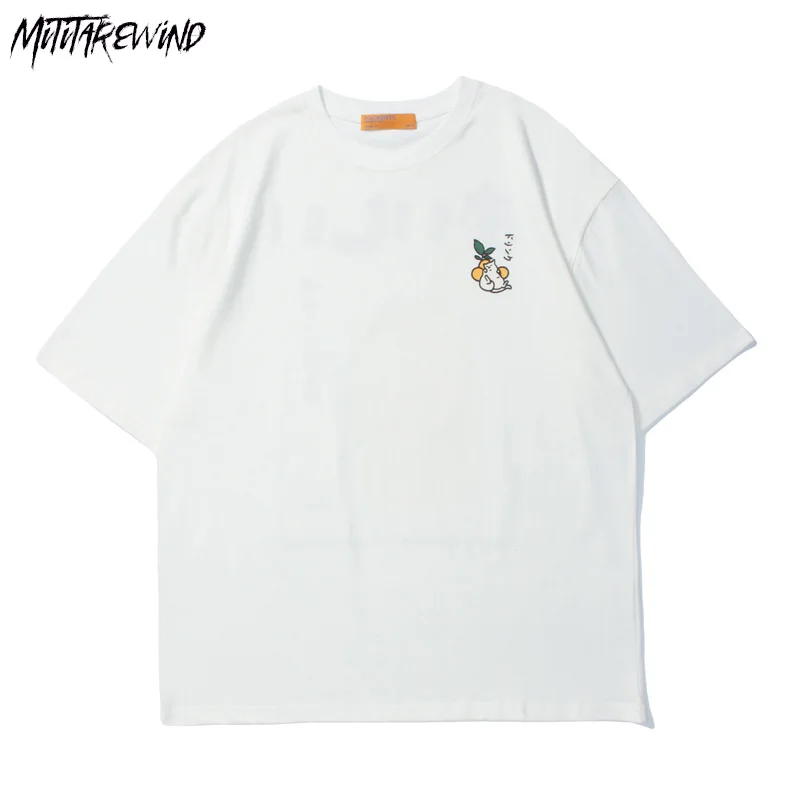 

Summer T-shirts Men Japanese Retro Orange Soda Printed Short Sleeve T-shirt Hip Hop Streetwear Casual Cotton Oversized T Shirts