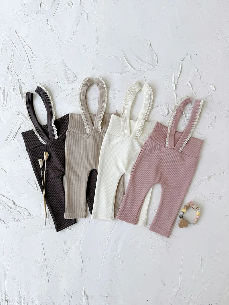 Soft Cotton Baby Girls High Waisted Trousers