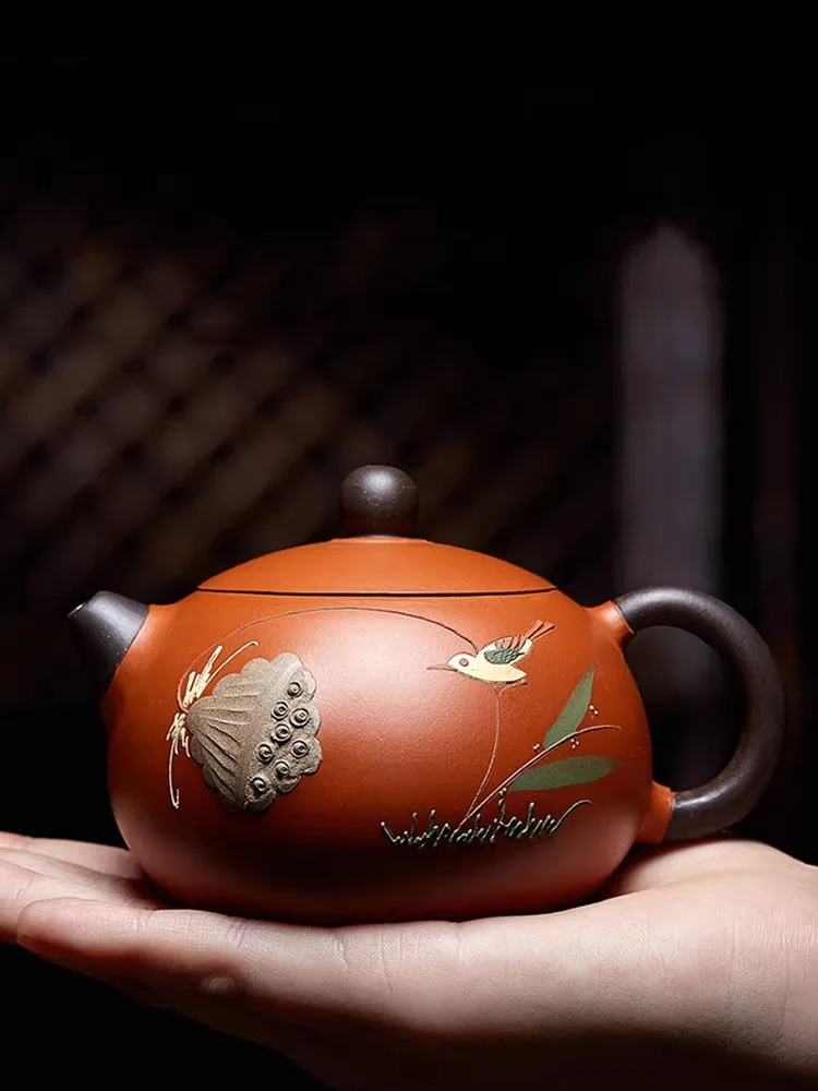 

Yixing Purple Clay Pure Handmade Original Mine, Vermilion Mud, Premium Western Shi Pot, Tea Set, High End Gift To Teacher