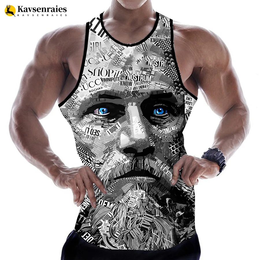

Vintage Warrior Head 3D Tank Tops Men Fashion Casual Sleeveless Shirts Harajuku Streetwear Oversized T-shirt Gym Fitness Tops
