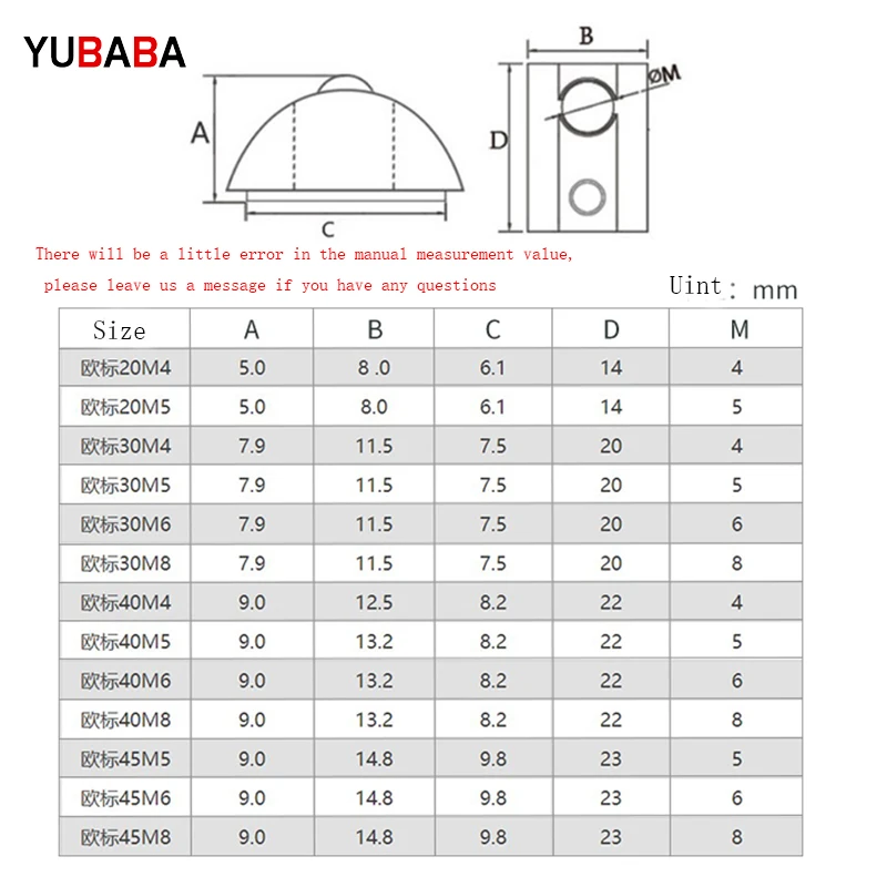 T Spring Nuts 100/50/20pcs Half Round Elasticity Roll-in M3 M4 M5 M6 M8 3030 4040 454 Aluminum Profiles Groove